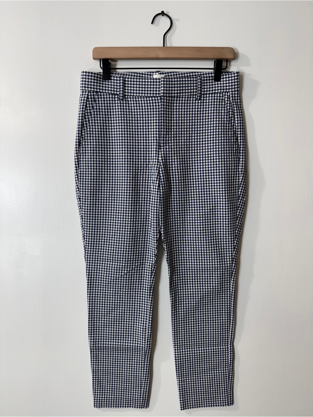 WP69 {GAP} "Signature Skinny Ankle in Blue Plaid Gingham" Slim Ponte Pants